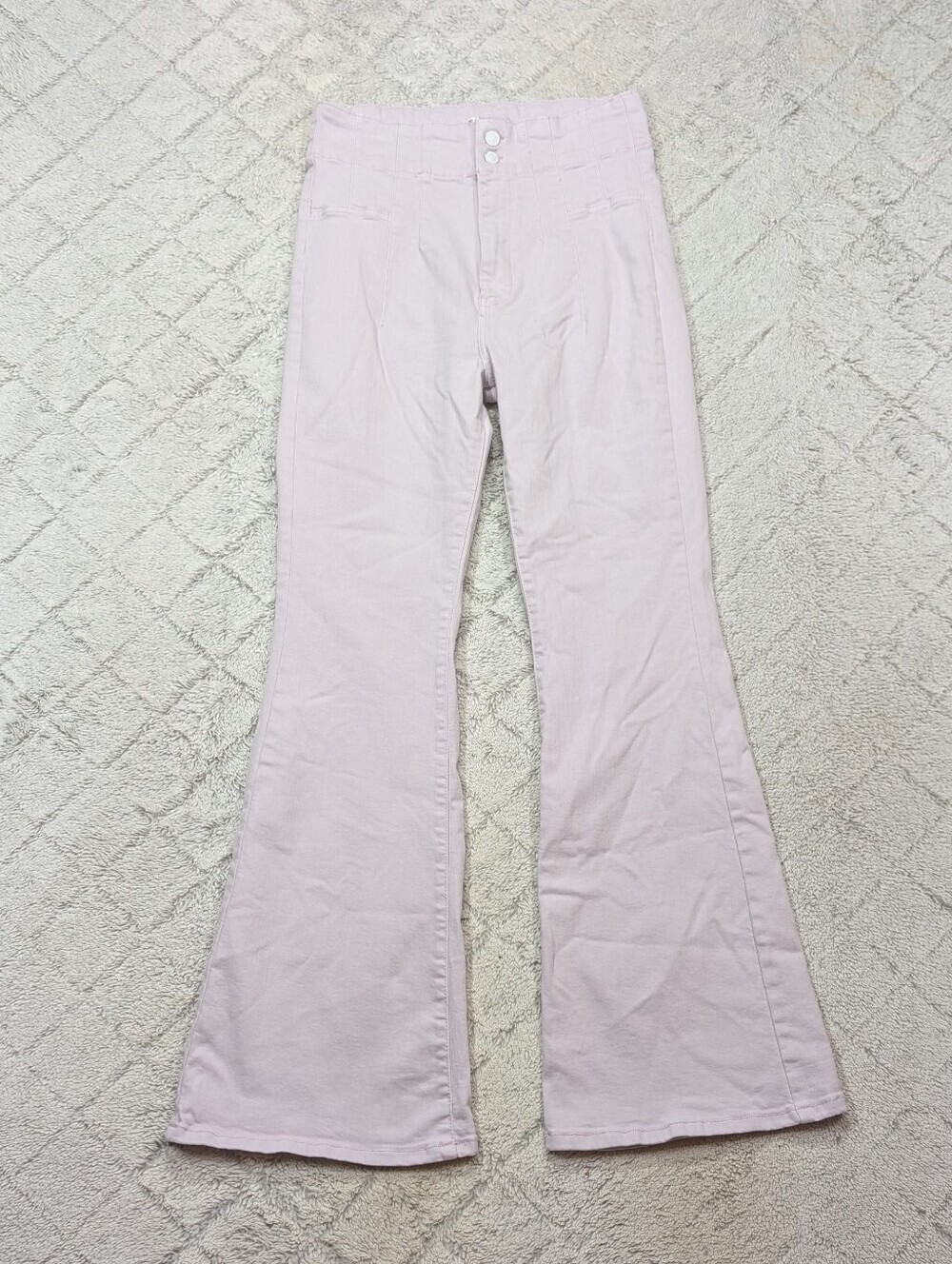 Free People Jeans Womens 31 Purple Lavender Jayde Flare High Rise Stretch